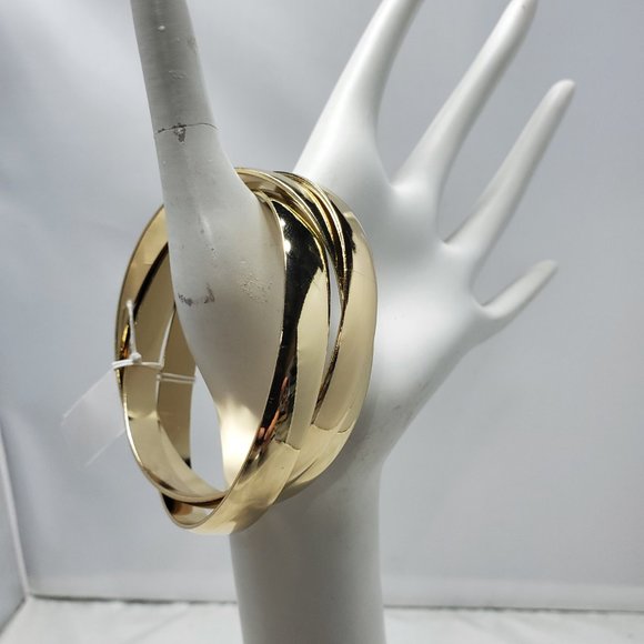 New York & Company gold trinity 3pc bangle bracelet set - Picture 4 of 6